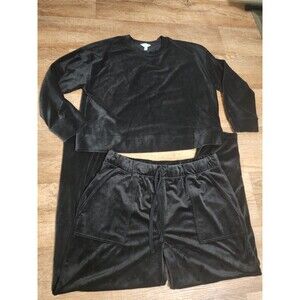 Time and Tru Black Velour Loungewear Pajamas Set Women's Size XXL 20 Comfy